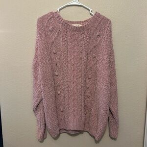 Women’s pink chenille sweater, size large, never worn